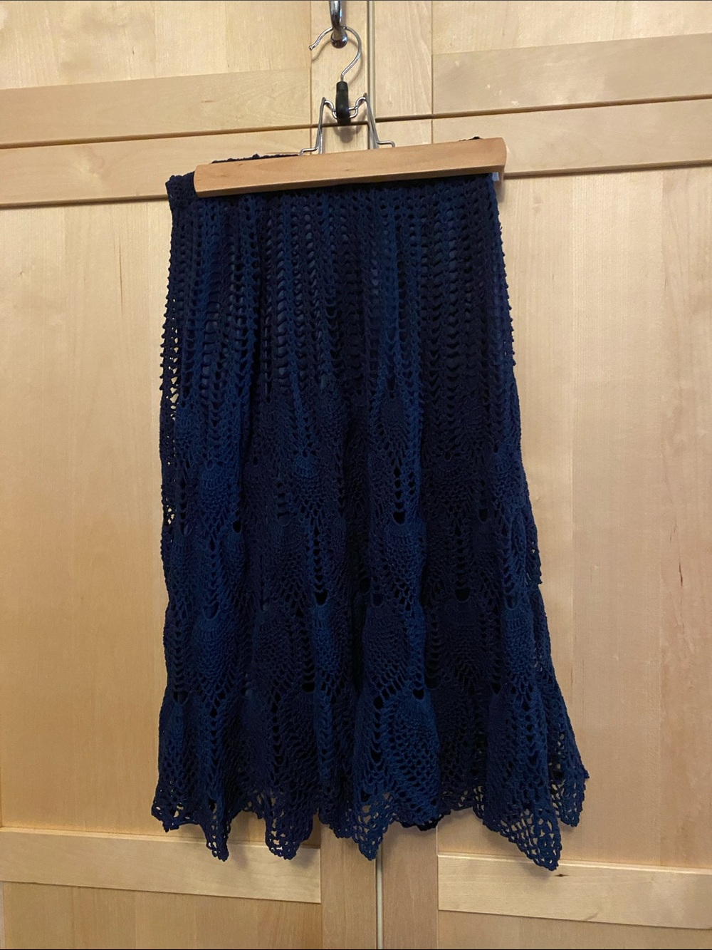 Navy Crochet Midi Skirt - Women